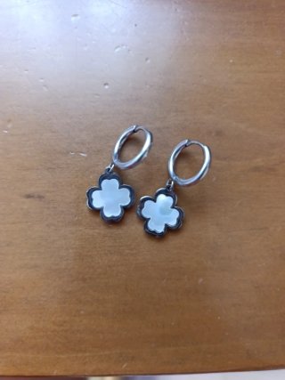 Pendientes trébol plata y nácar