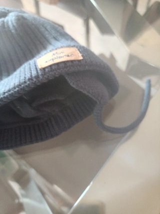 Gorro y braga para bebé azul/gris
