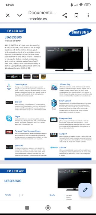 Televisión Samsung Smart TV 40 Slim