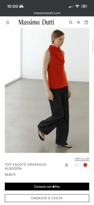 Top Massimo Dutti sin mangas rojo M/L