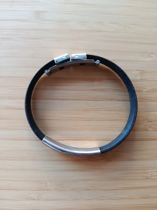 Pulsera Plata y Caucho Corazones Flecha