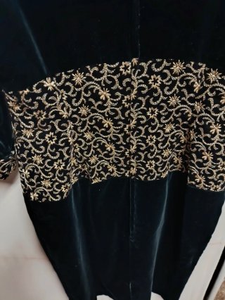 Vestido Vintage Terciopelo Negro y Dorado