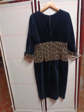 Vestido Vintage Terciopelo Negro y Dorado