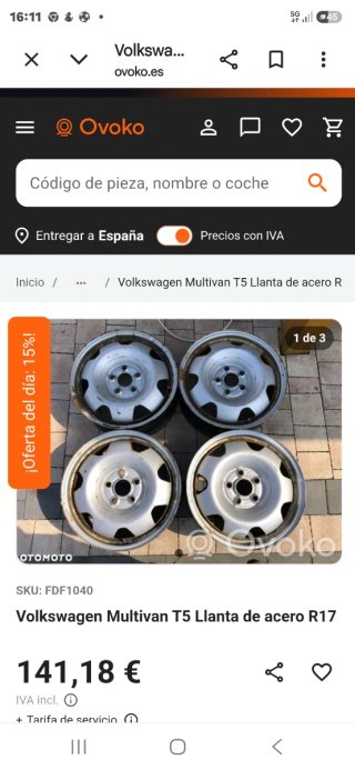 Llanta Volkswagen Transporter T5