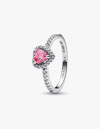 Anillo Pandora Corazón Rosa y Plata
