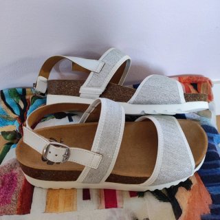 Sandalias Scholl Kyria Talla 38 Plata y Blanco