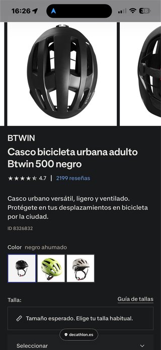 Casco B'Twin Urbano Negro