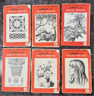 Lote 6 cuadernos antiguos de dibujo Emilio Freixas