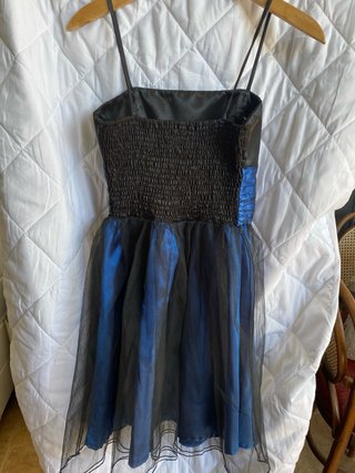 Vestido fiesta corto negro y azul
