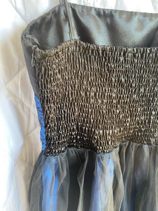 Vestido fiesta corto negro y azul