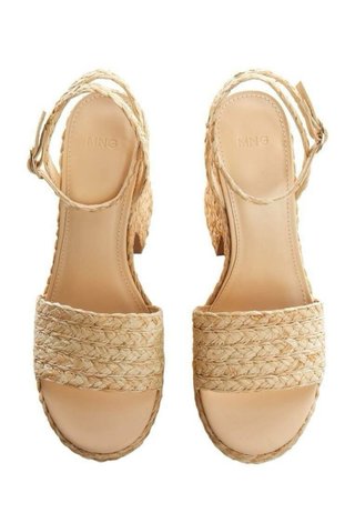Sandalias cuña rafia trenzada Mango beige