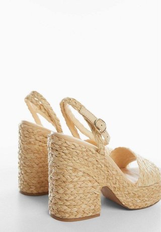 Sandalias cuña rafia trenzada Mango beige