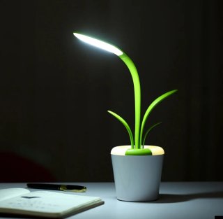 Lámpara de mesa Clivia verde y gris
