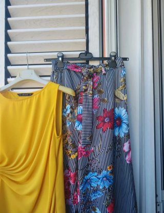 Completo Zara: Blusa Gialla e Pantaloni Palazzo