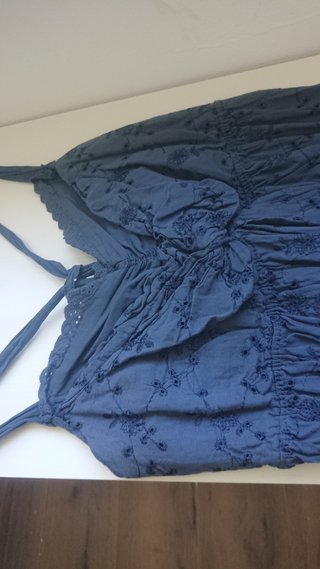 Vestido azul boho tirantes bordado