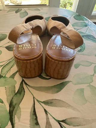 Sandalias Slingback Tacón Bloque Beige