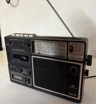 Radio Cassette Philips Vintage Negro/Plata