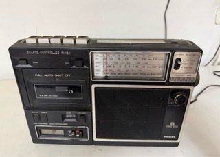 Radio Cassette Philips Vintage Negro/Plata