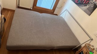 Sofá Cama Gris Tela y Metal