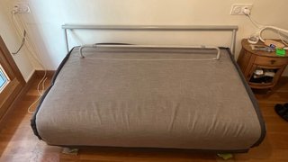 Sofá Cama Gris Tela y Metal