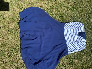 Vestido azul y blanco