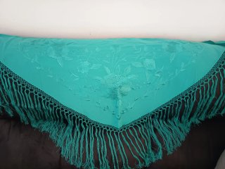 Mantoncillo Flamenco Bordado Teal