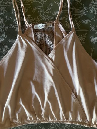 Blusa Pull&Bear Beige Dorada Talla m