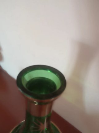 Bottiglia vintage vetro verde oro