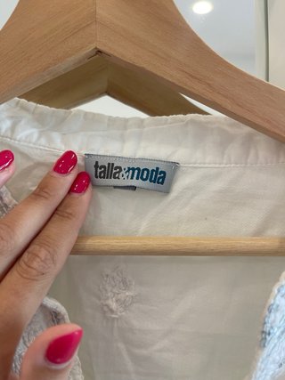 Talla Moda Blusa Blanca Bordada
