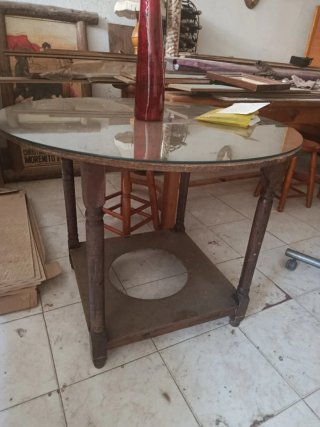 Mesa camilla redonda con cristal