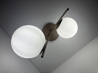 Lampada soffitto metallo vetri sfera bianco