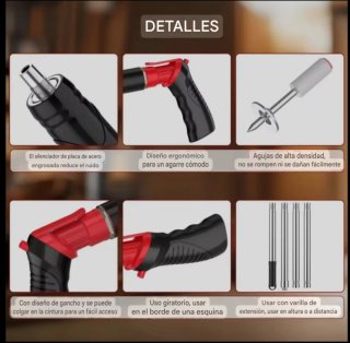 Pistola Remachadora Clavos Varilla Extensión