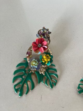 Pendientes Zara Flores Hojas Verdes