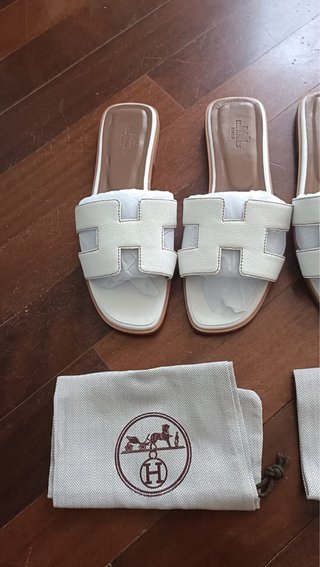 Ciabattine Hermes H Bianche