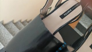 Sandalias negras dé tacón con plataforma