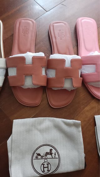 Ciabattine Hermès Arancio/Rosa