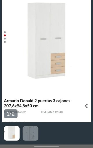 Armario Donald 2 puertas ,3 cajones
