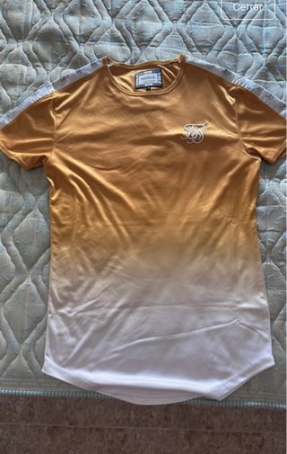 Camiseta SikSilk Degradado Dorado y Blanco