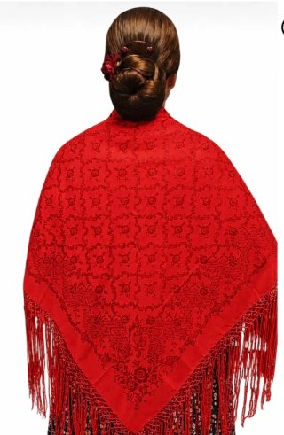 Manton regional adamascado rojo