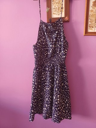 Vestido Verano Azul Flores Blancas