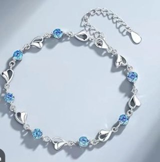 Pulsera Plata Corazones y Circonitas Azules
