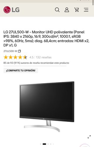 Monitor LG 27 4K UHD (27UL500-W)