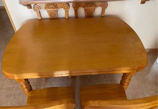 Mesa comedor extensible madera maciza + 6 sillas