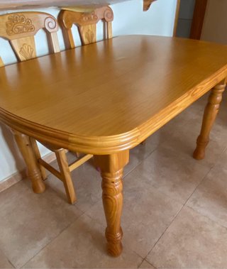 Mesa comedor extensible madera maciza + 6 sillas