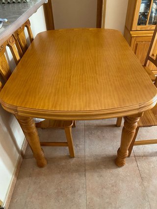 Mesa comedor extensible madera maciza + 6 sillas