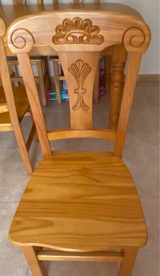 Mesa comedor extensible madera maciza + 6 sillas