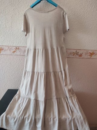 Vestido midi beige mujer talla única