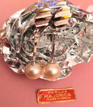 Pendientes largos Rofixor perlas majorica plata