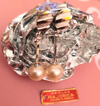 Pendientes largos Rofixor perlas majorica plata