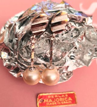 Pendientes largos Rofixor perlas majorica plata